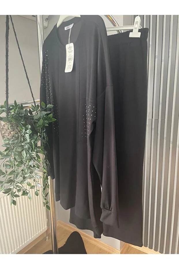 Aşiyan Siyah Taş Detaylı Tunik Pantolon