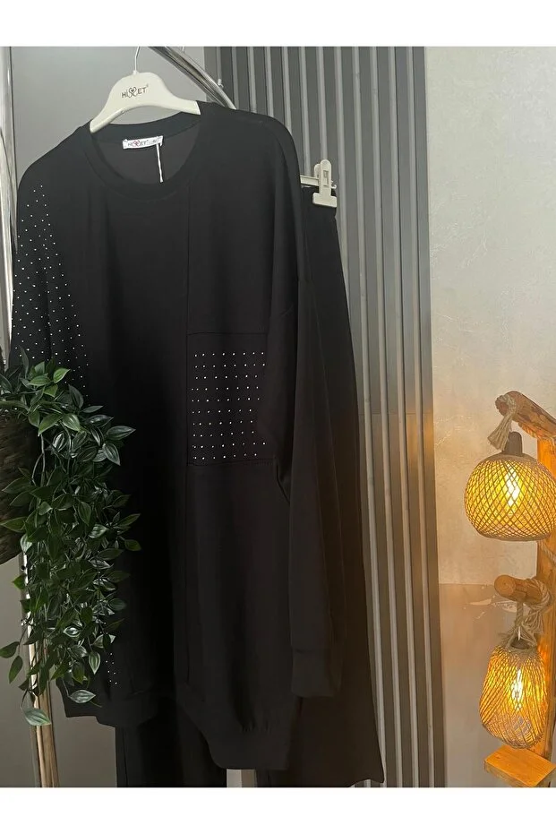 Aşiyan Siyah Taş Detaylı Tunik Pantolon ikinci görünüm