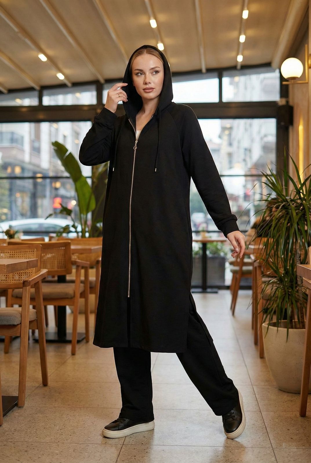 Aşiyan Kapşonlu Tunik Pantolon Takımı
