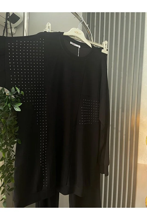 Aşiyan Siyah Taş Detaylı Tunik Pantolon