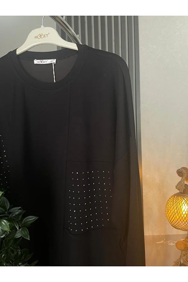 Aşiyan Siyah Taş Detaylı Tunik Pantolon
