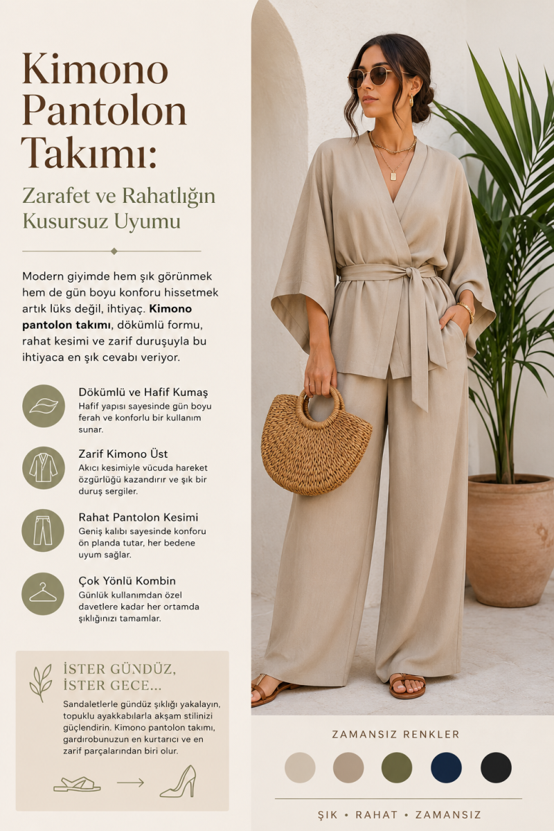 Kimono Pantolon Takımı: Zarafet ve Rahatlığın Kusursuz Uyumu