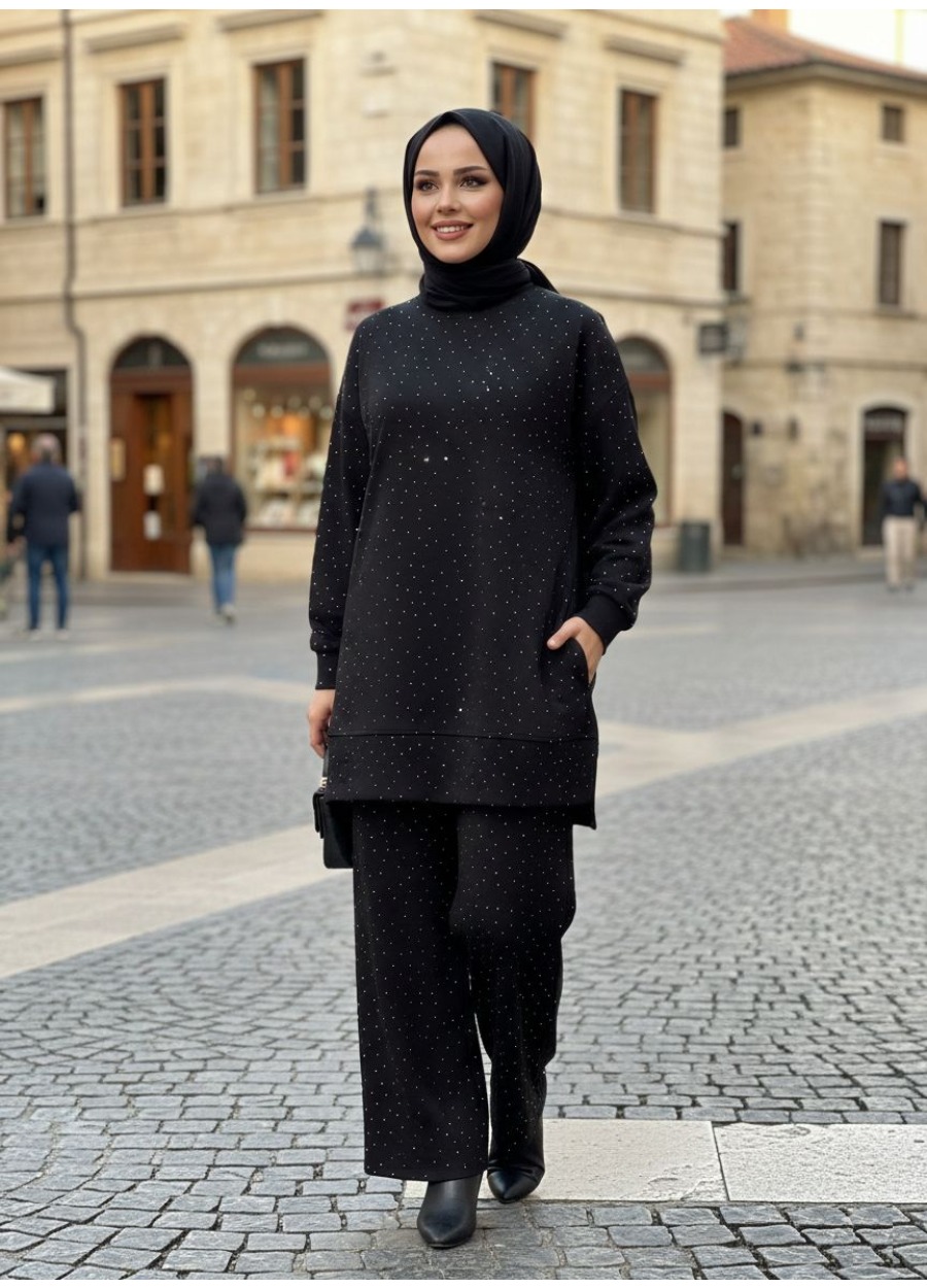 AŞİYAN TAŞLI TUNİK PANTOLON TAKIMI