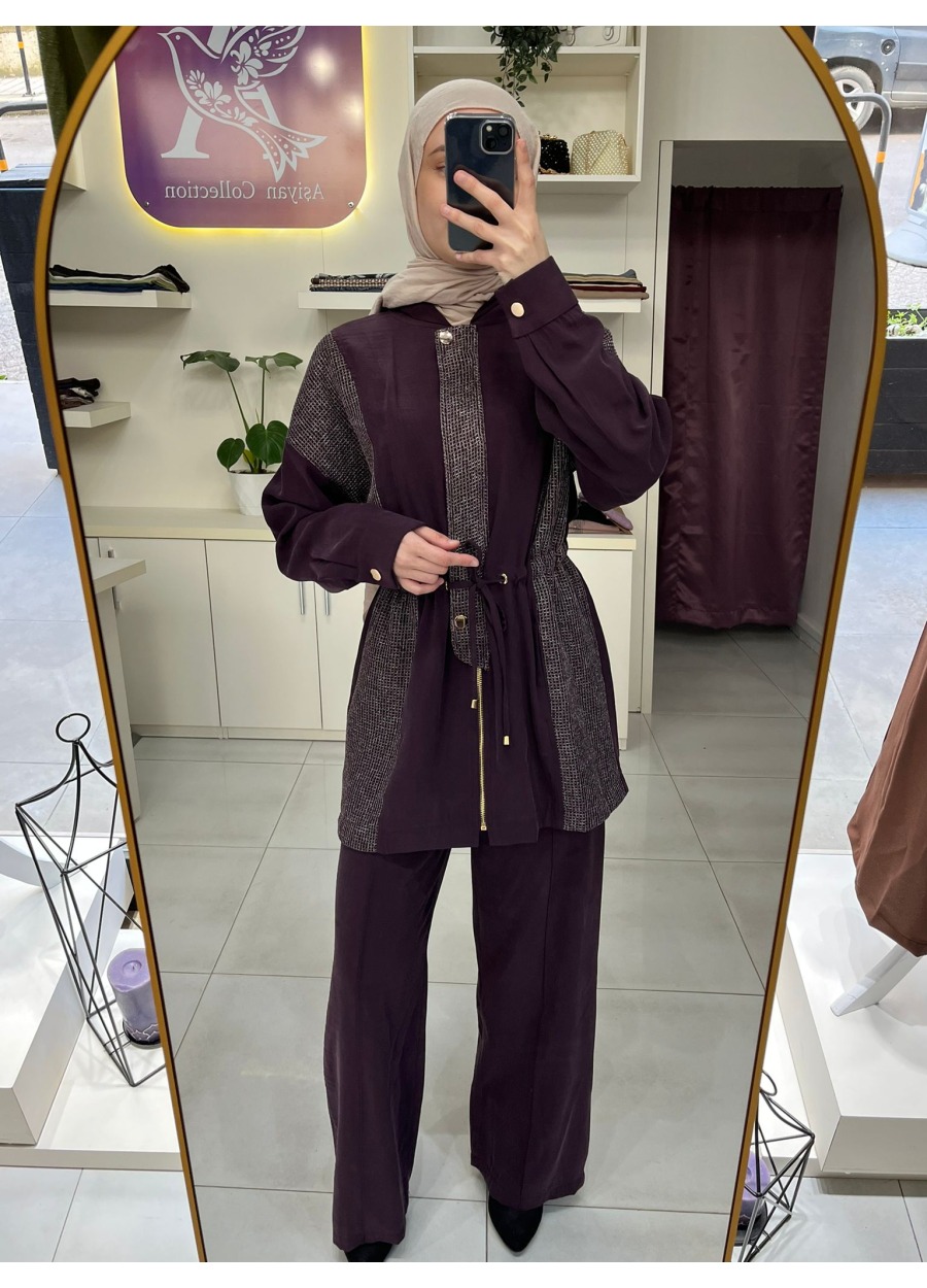 AŞİYAN TENSEL KUPRA PANTOLON TAKIMI