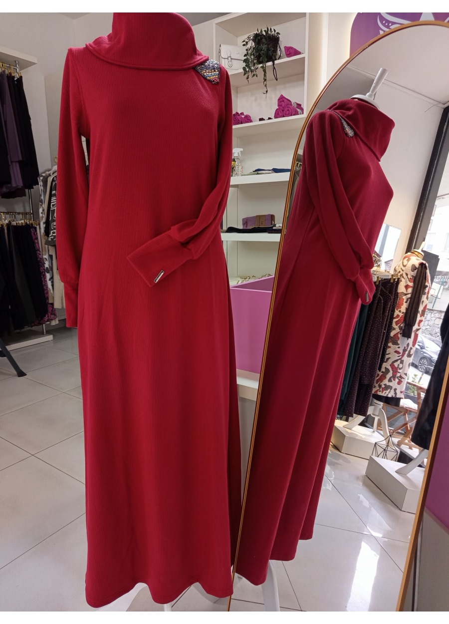 AŞİYAN TRİKO OMUZ DETAYLI ELBİSE