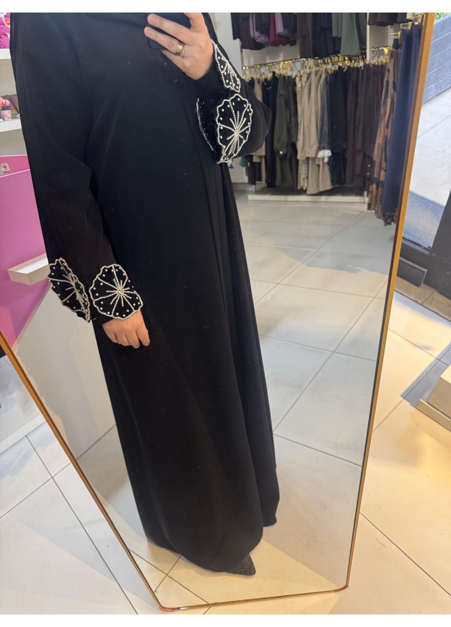 Dubai İpeği Kol Detaylı Ferace